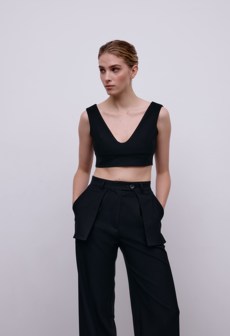 Flagman v-neck black top 