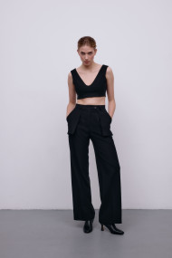 Flagman wide leg black trousers for her