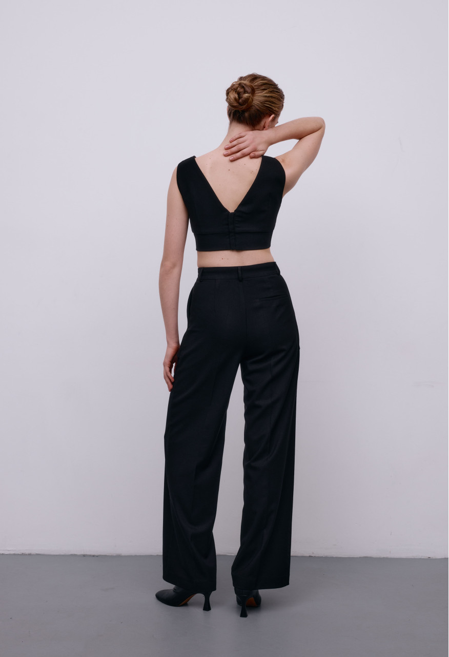 Flagman wide leg black trousers for her