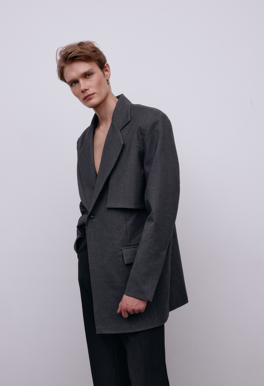  Solos grey jacket with a yoke for him 