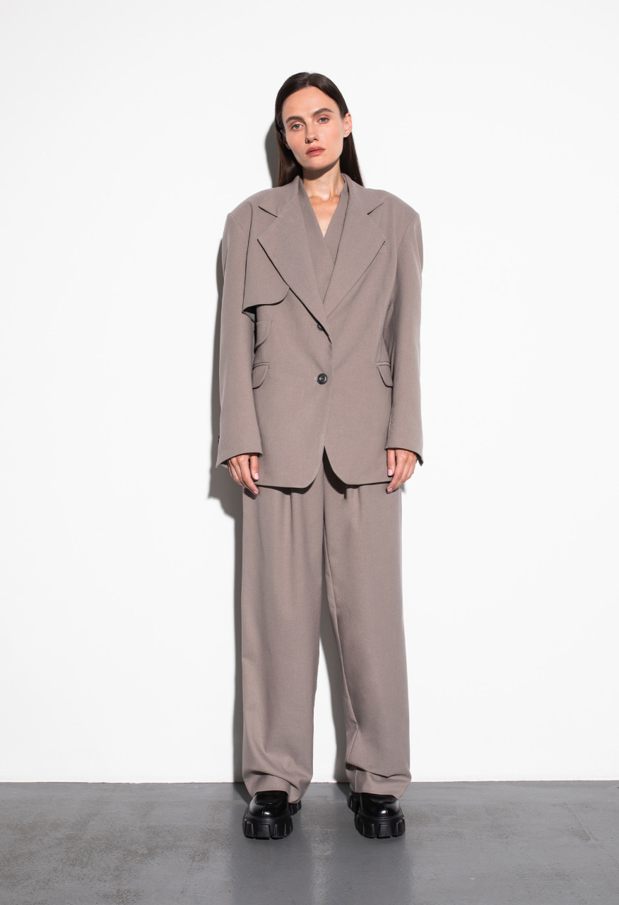 Wide leg grey trousers