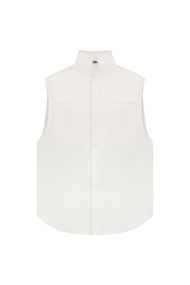 White sleeveless denim shirt