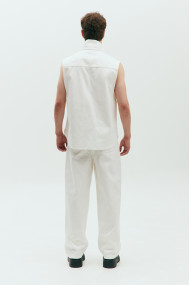 White sleeveless denim shirt