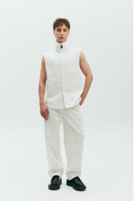 White sleeveless denim shirt