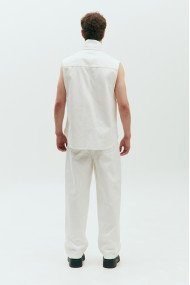 White sleeveless denim shirt