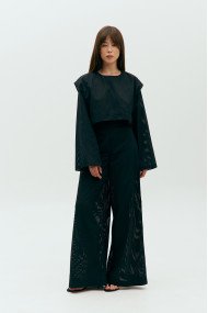 Perforated wide trousers 