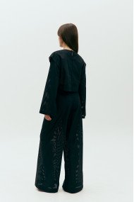 Perforated wide trousers 