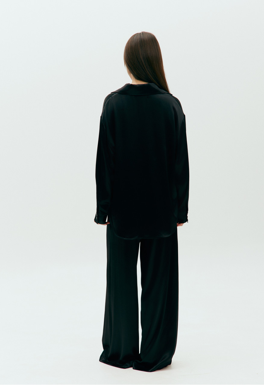 Black flow lyocell shirt