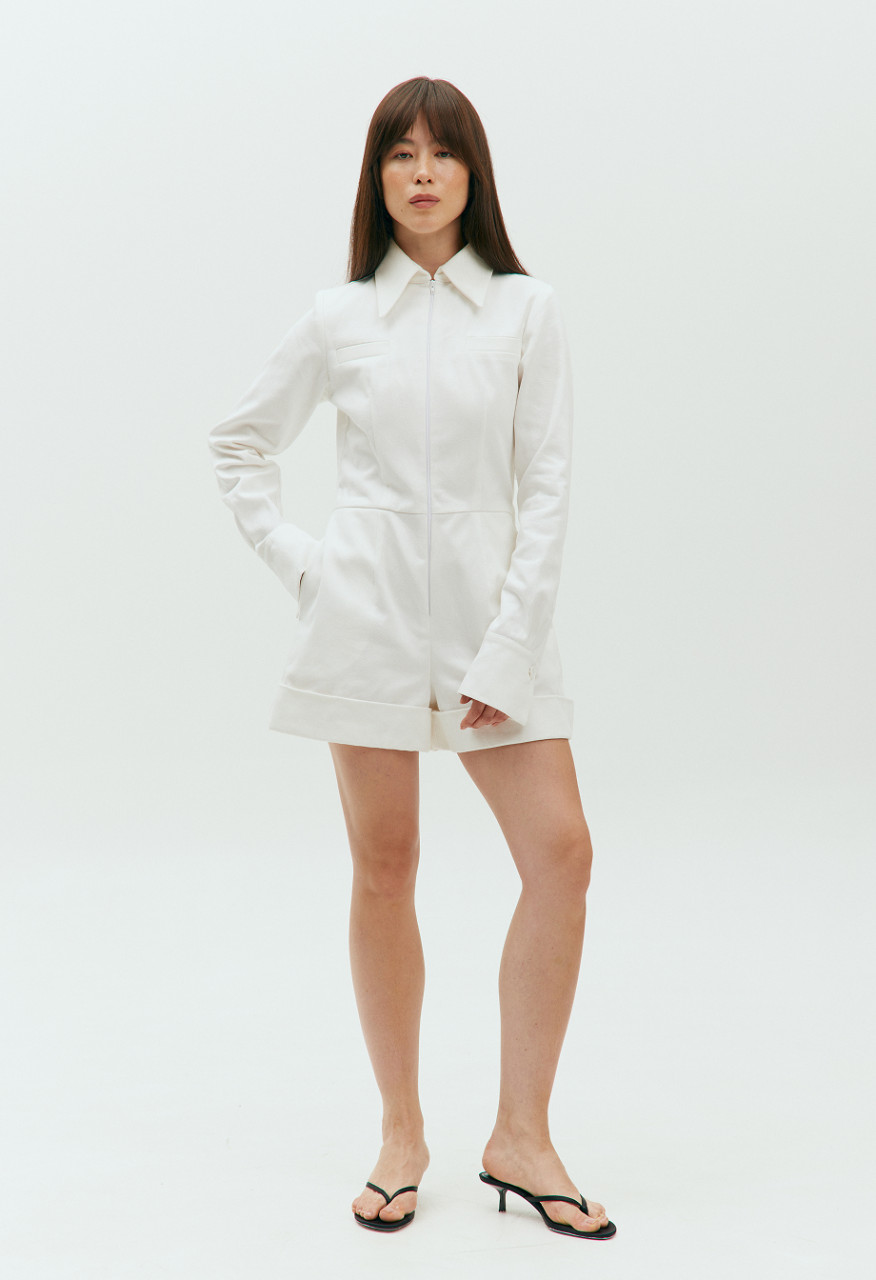 White denim jumpsuit