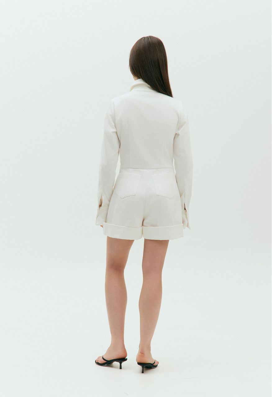 White denim jumpsuit