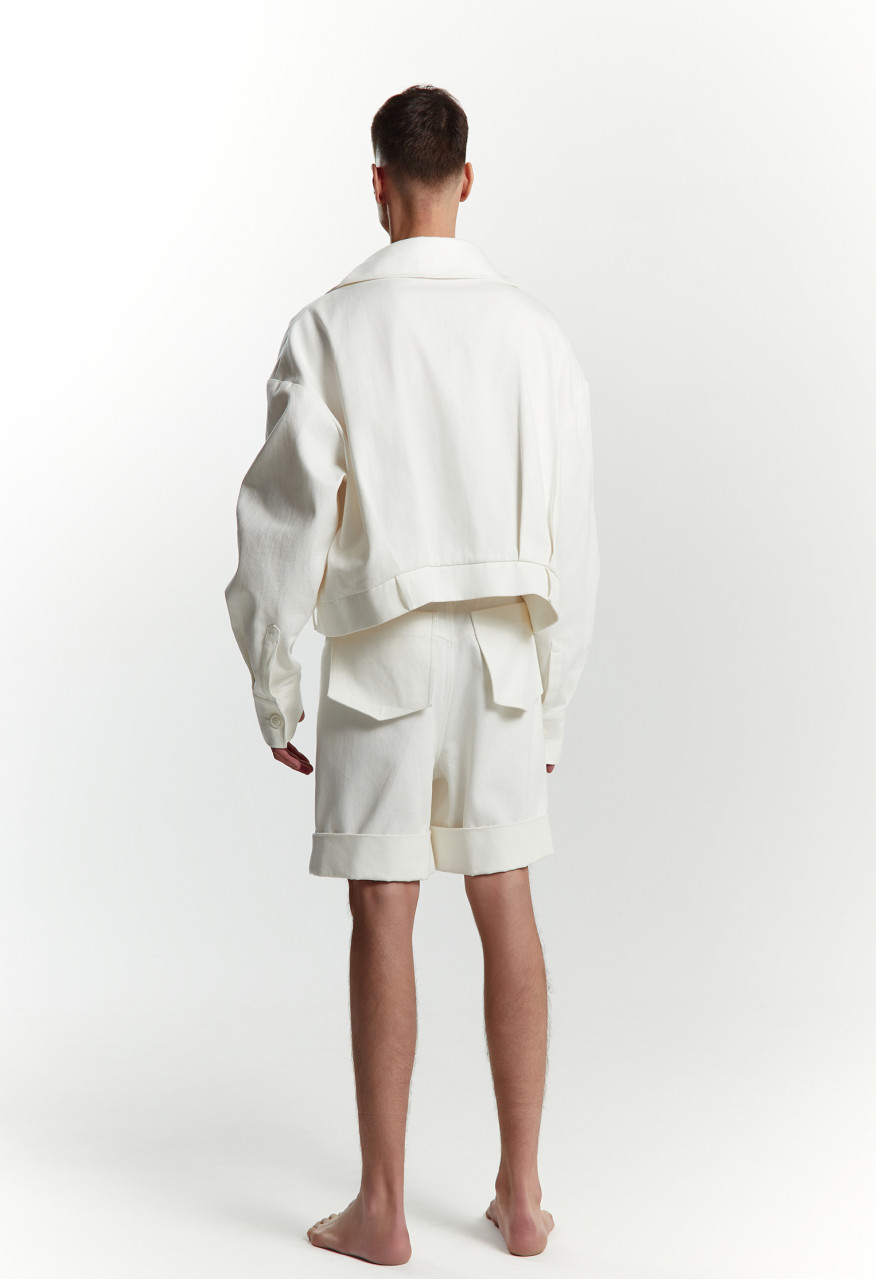  Milky monologue denim shorts for him
