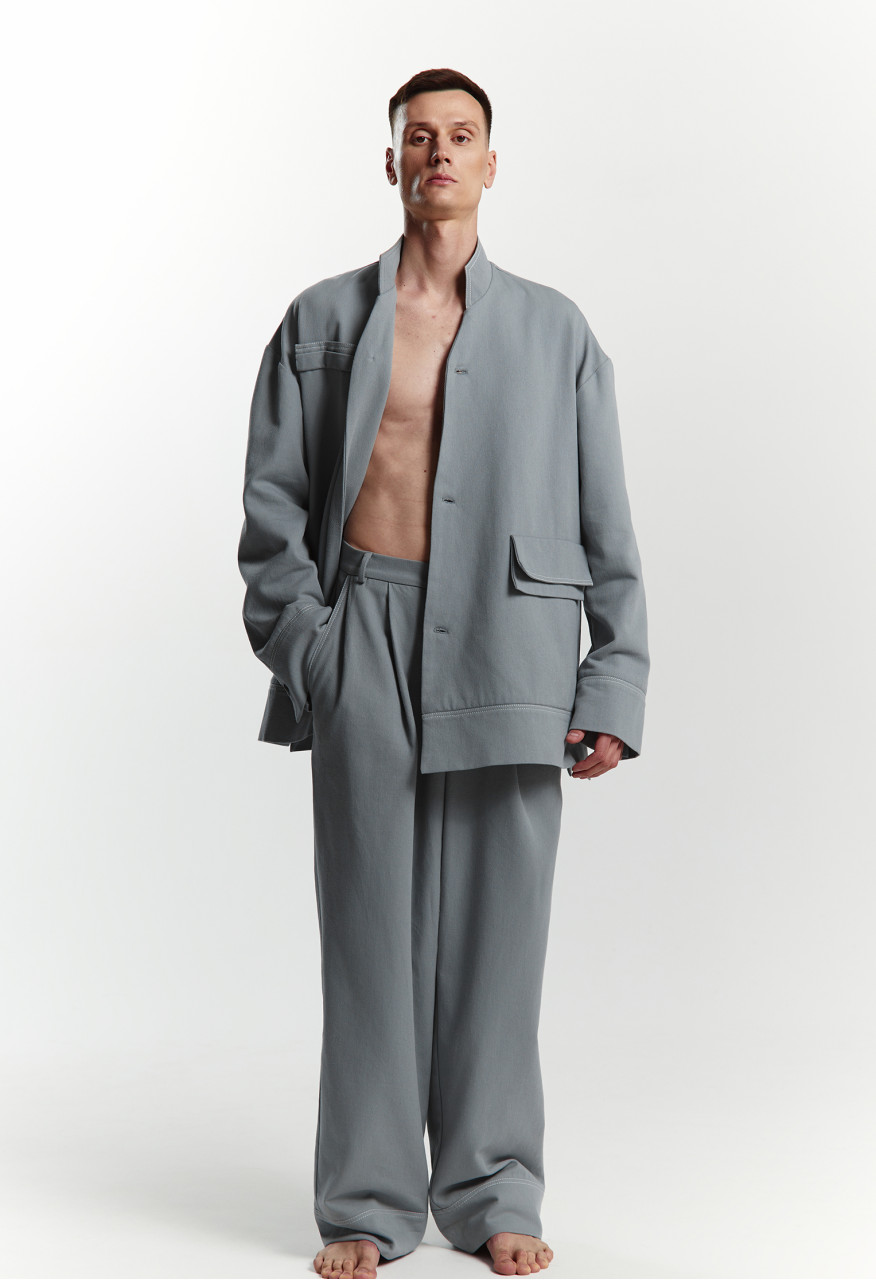 Aura grey-blue denim pants