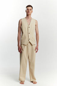 Beige soft command denim vest