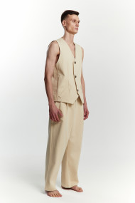 Beige soft command denim vest