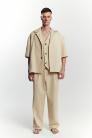 Beige soft command denim vest