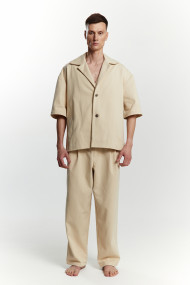 Beige soft command denim shirt