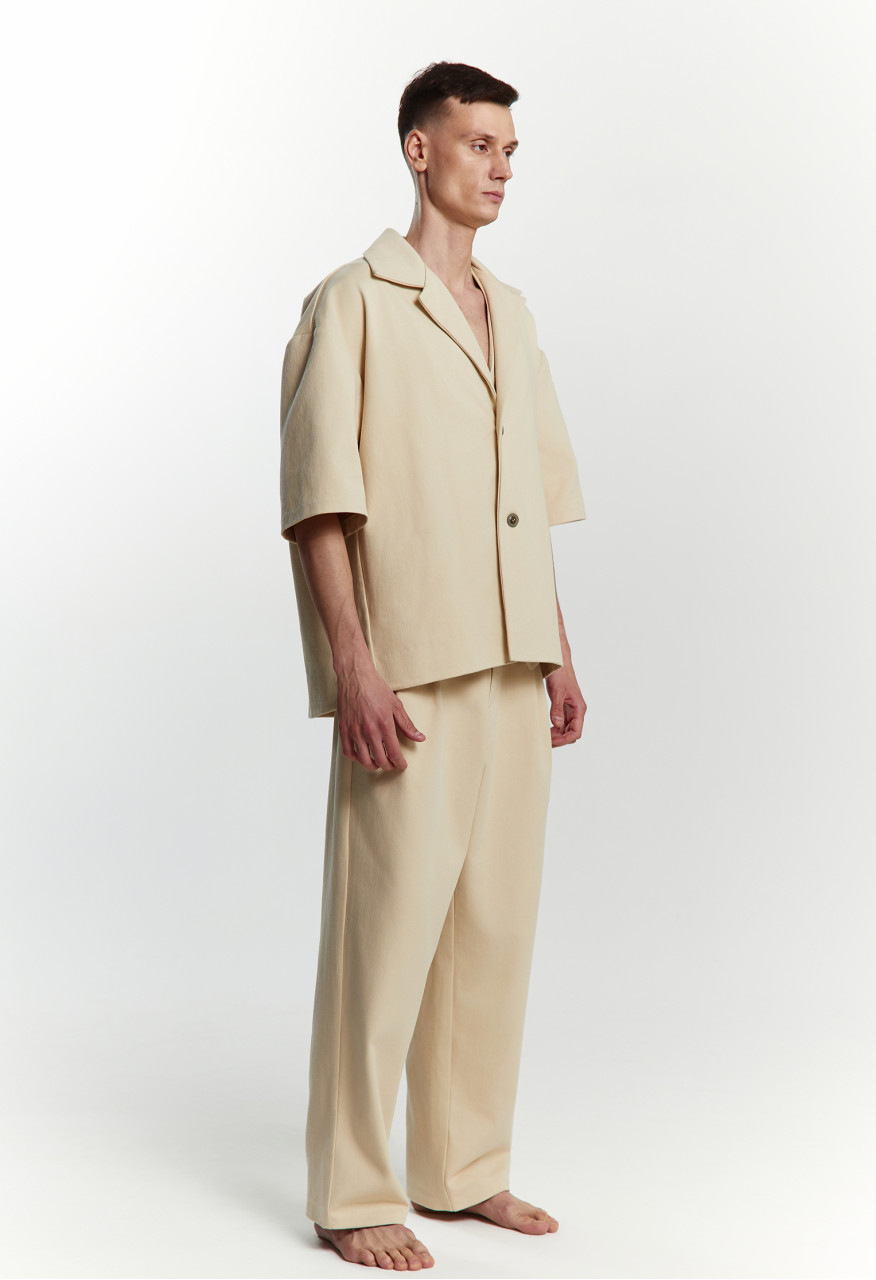 Beige soft command denim pants