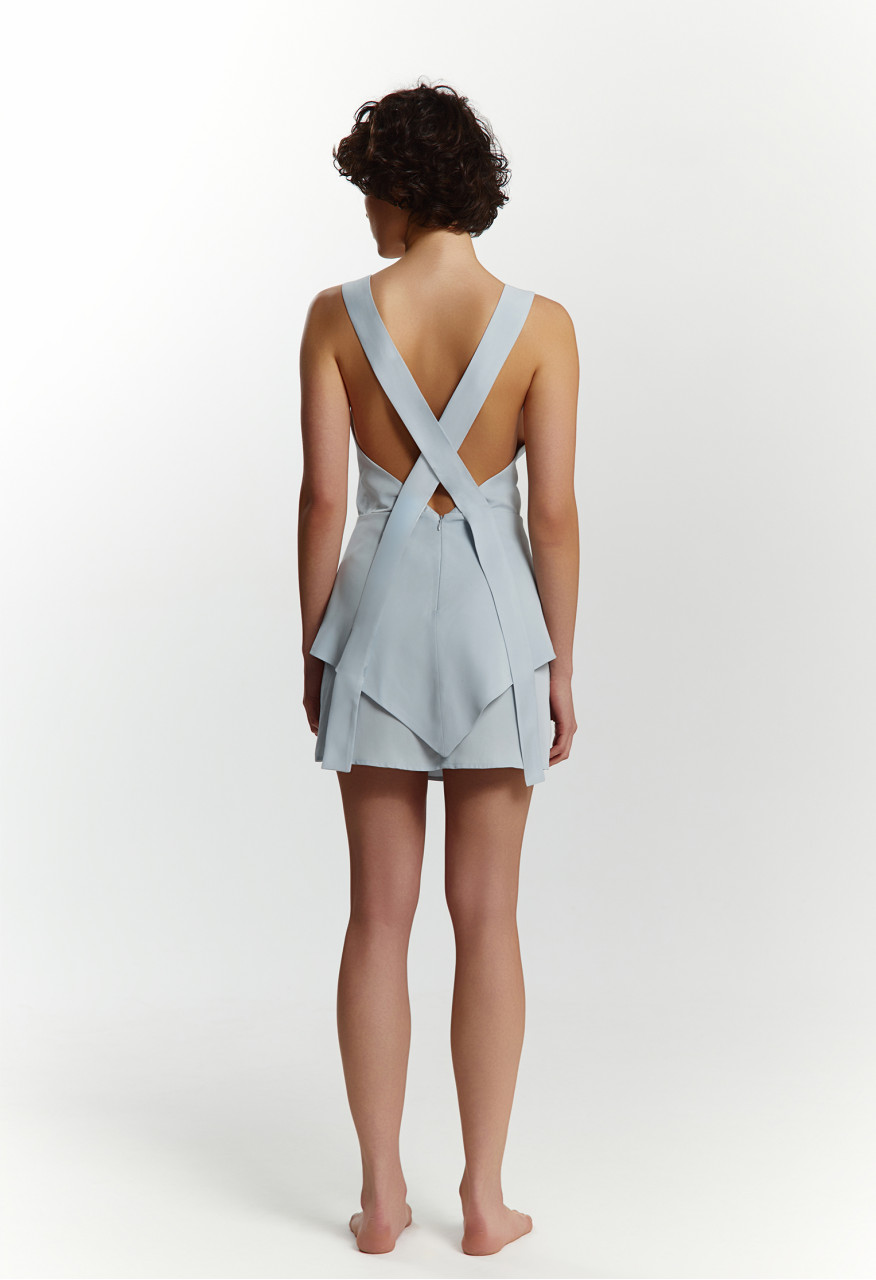 Blue weightless mini jumpsuit-dress