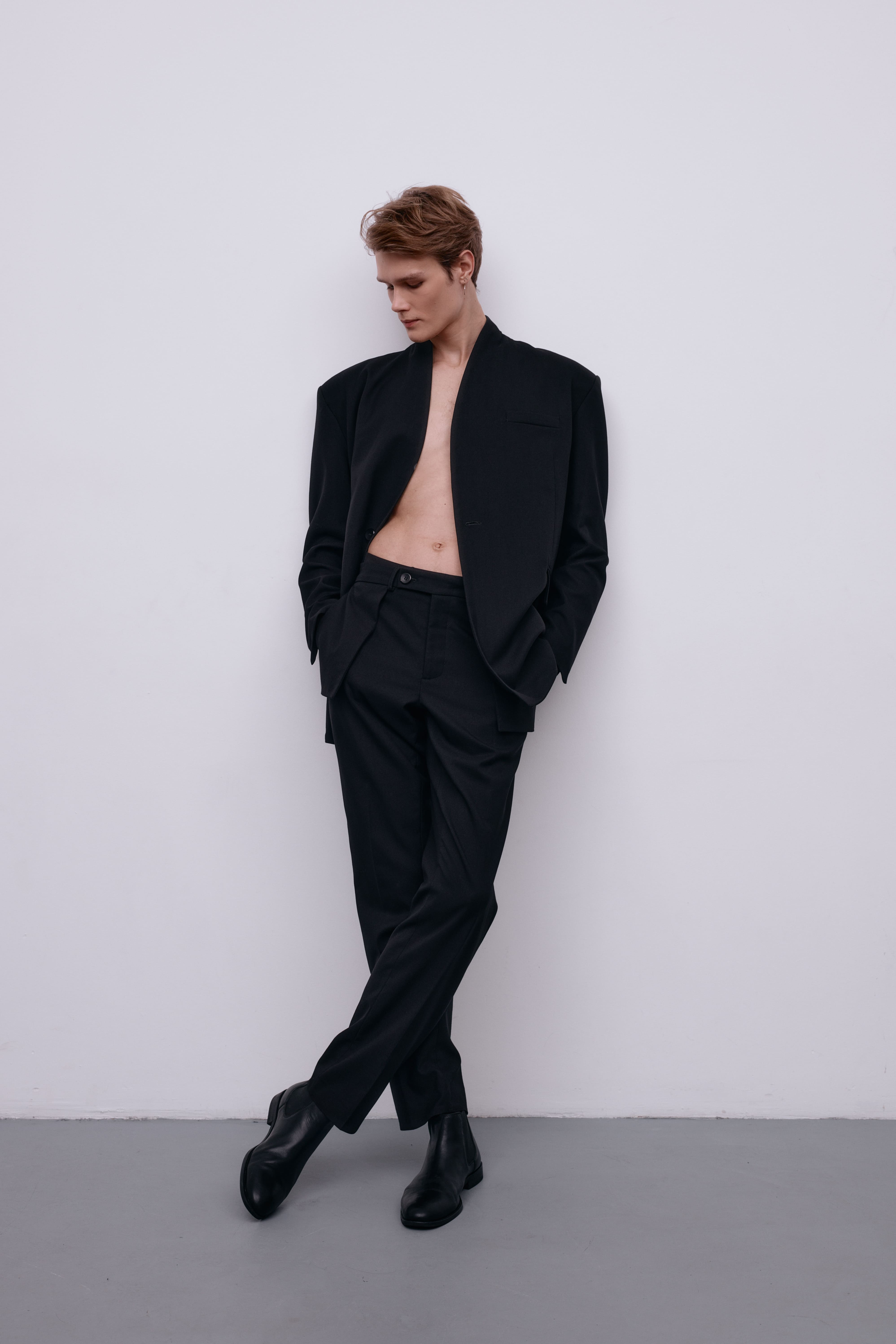 Flagman wide leg black trousers for him