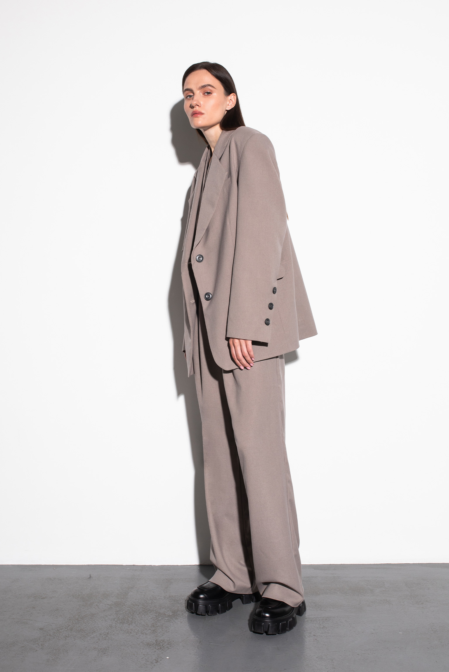 Wide leg grey trousers