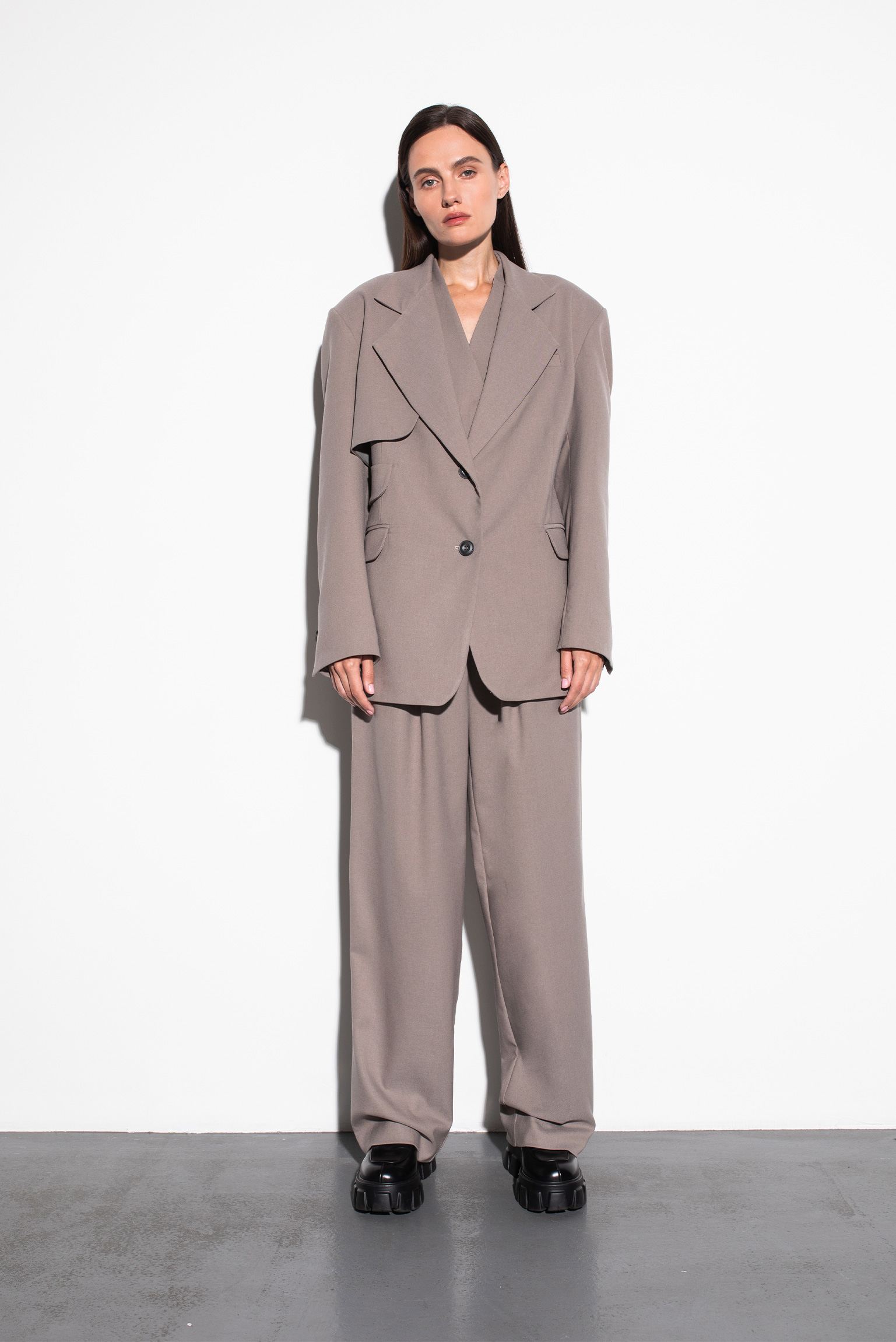 Wide leg grey trousers