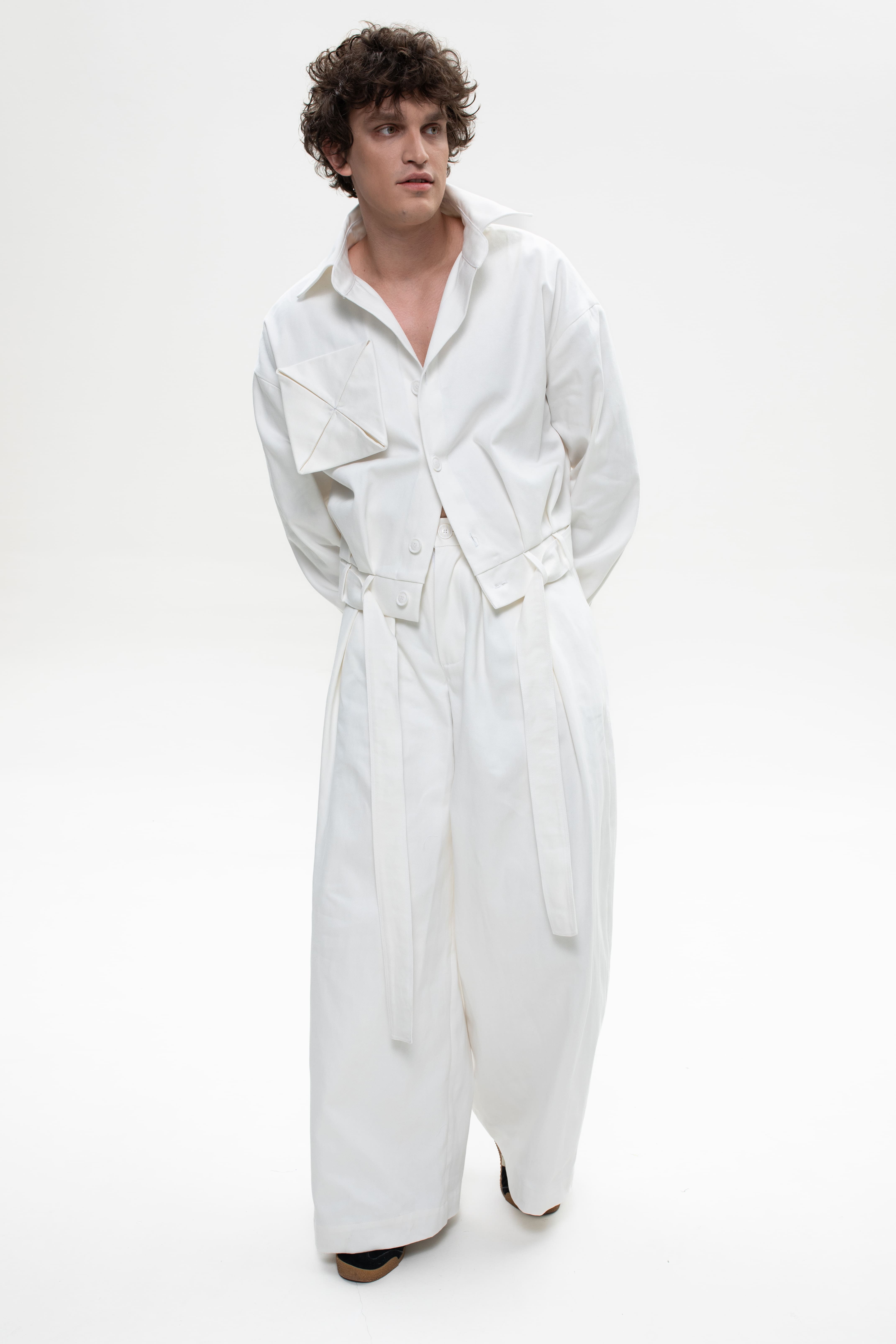 Milky denim trousers for him