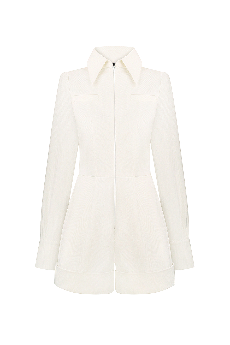 White denim jumpsuit