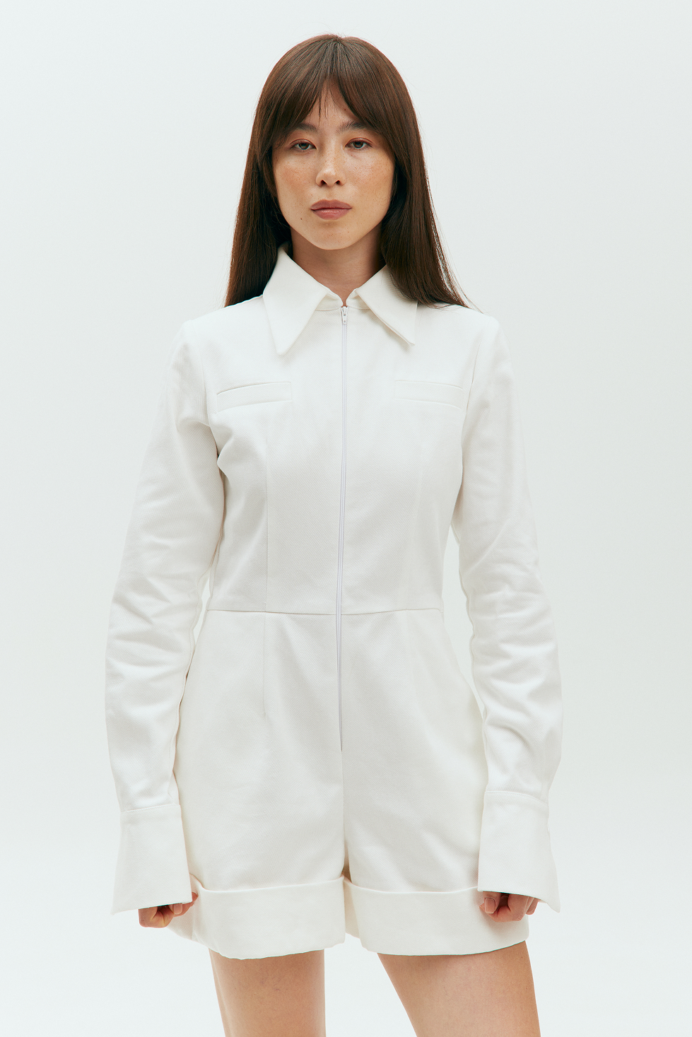 White denim jumpsuit