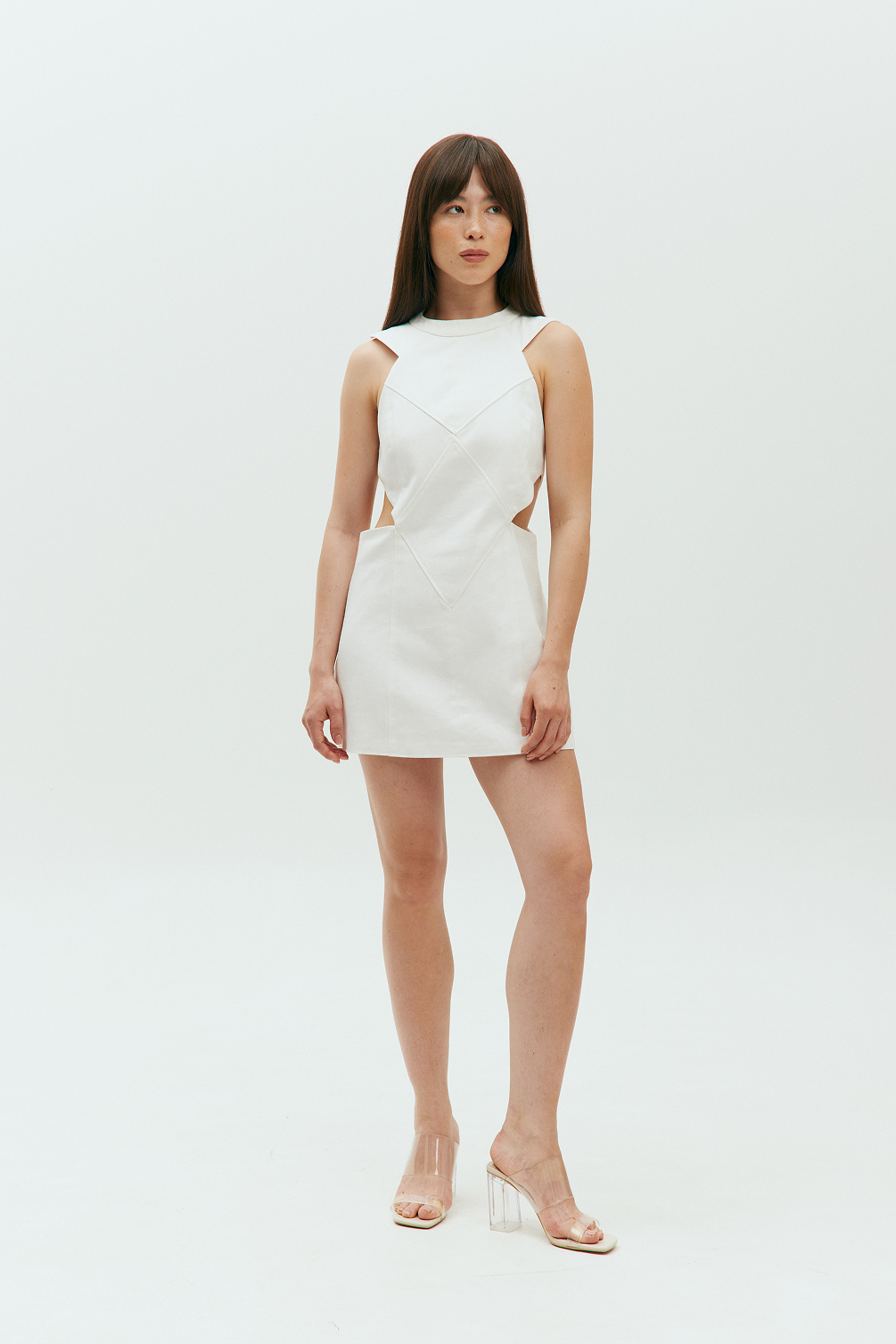 White denim mini dress