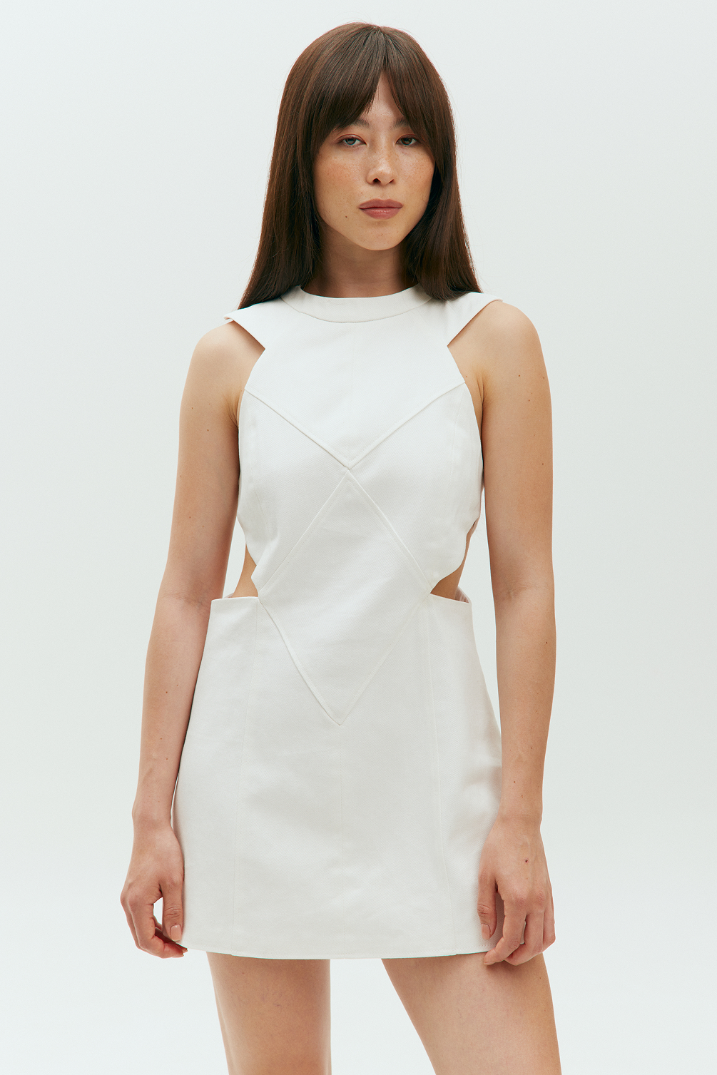 White denim mini dress