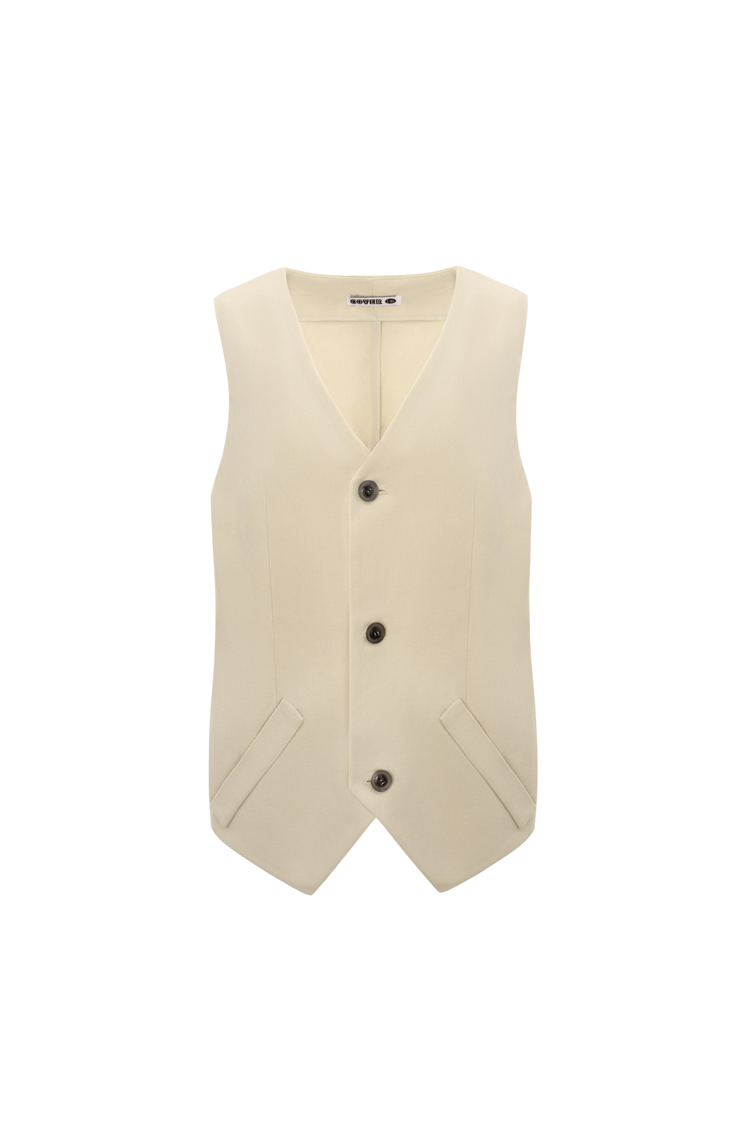 Beige soft command denim vest