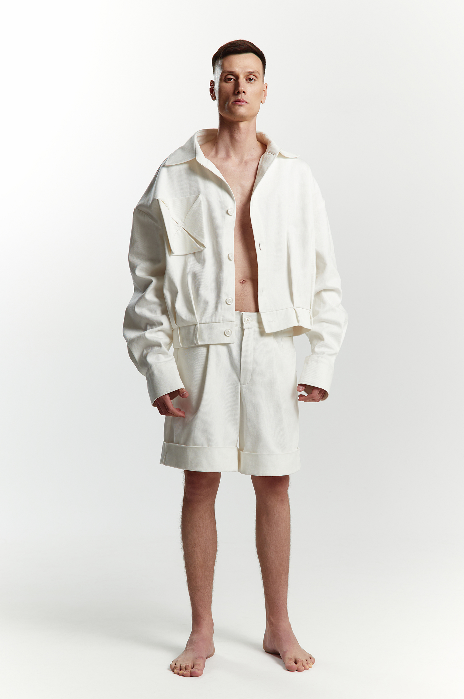  Milky monologue denim shorts for him