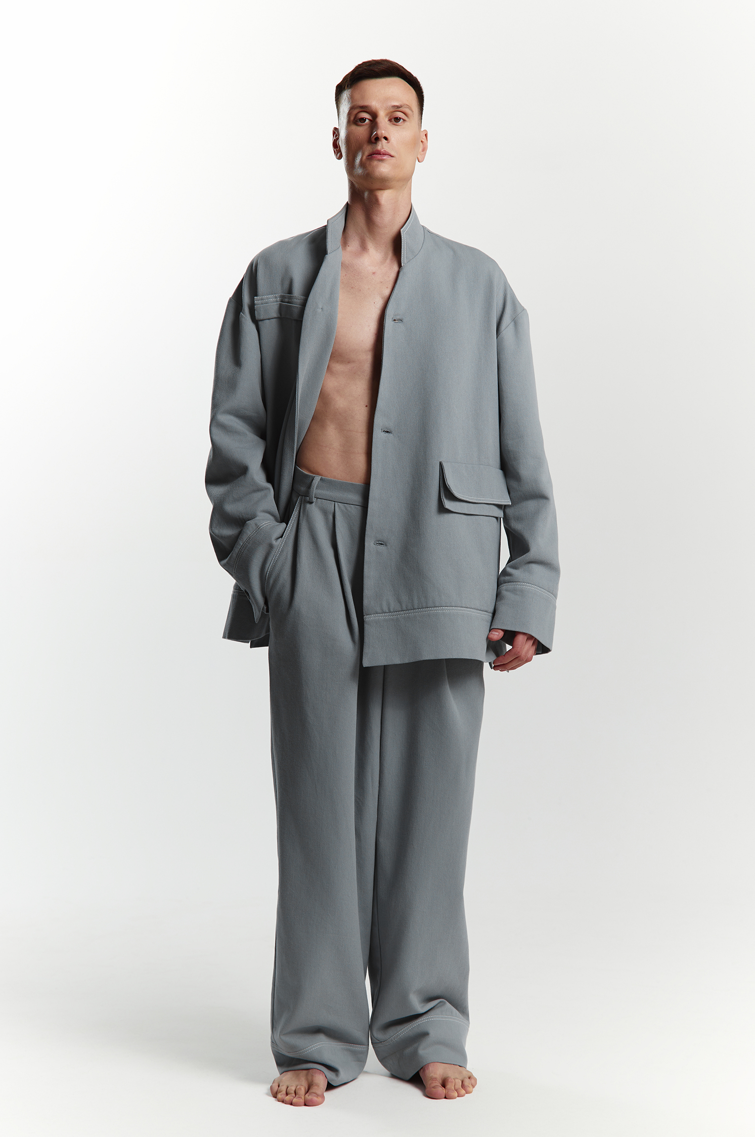 Aura grey-blue denim pants