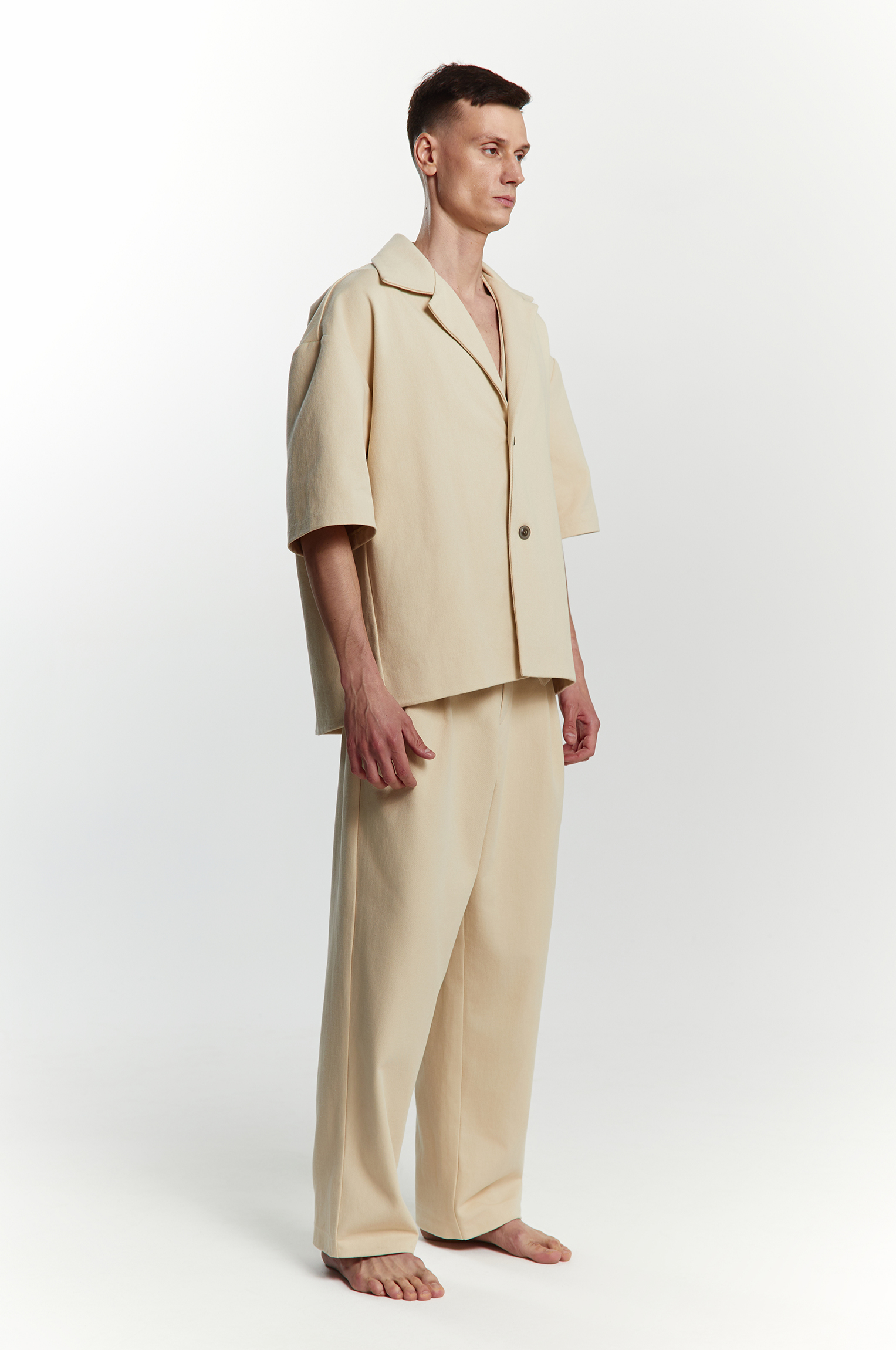 Beige soft command denim pants