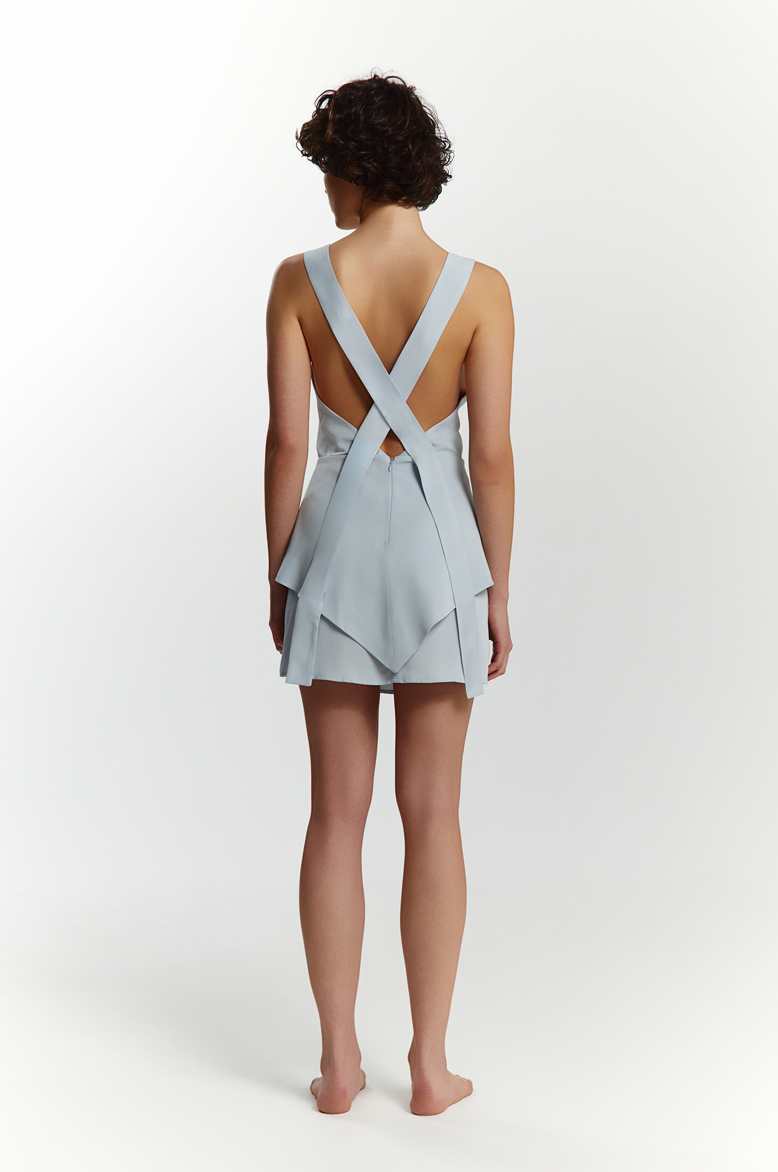 Blue weightless mini jumpsuit-dress